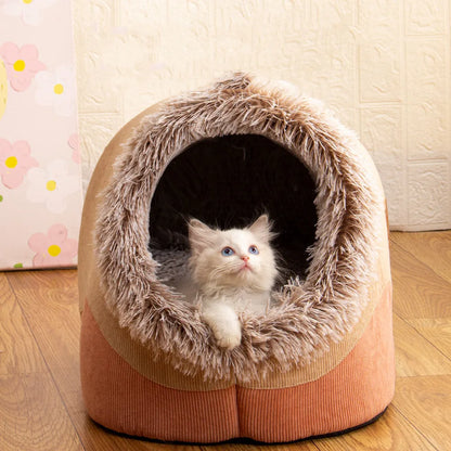 Pet House for Small Dog Cat Bed House Portable Enclosed Plush Pet Kitten Nest Winter Warm Soft Pet Cave Kennel Deep Sleep Sofa
