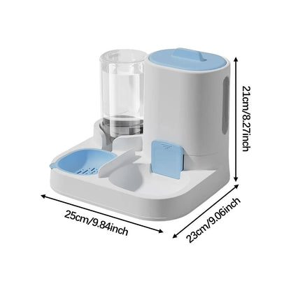 Automatic Pet Feeder Waterer, Pet Bowl Compact Feeding Station Cat Dog Feeder Water Dispenser