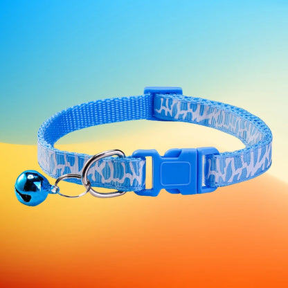 6pcs/set Small Pet Collar with Bell Cute Print Cat Adjustable 7-12 Inch for 3-12 Months Cat